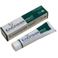 Kingfisher Natural Toothpaste Mint Fluoride Free tube and box packaging on white background