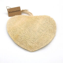heart shaped natural loofah sponge plastic free shower scrubber