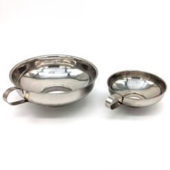large and small stainless steel jam funnel side by side comparison