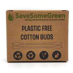 Save Some Green plastic free cotton buds in recyclable cardboard box packaging