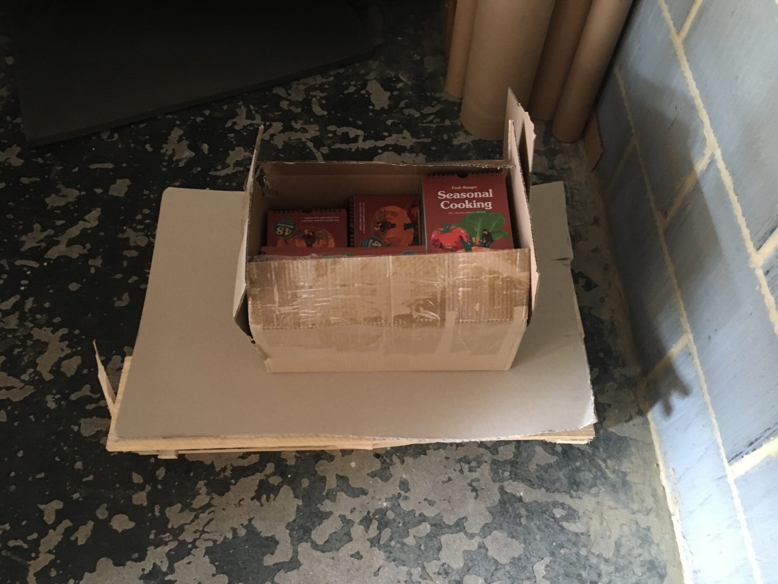 Image showing a box of Fork Ranger Seasonal Food Planners on a pallet.